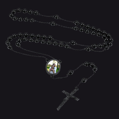 Personalized Picure Rosary Beads Pearl Chain Necklace for