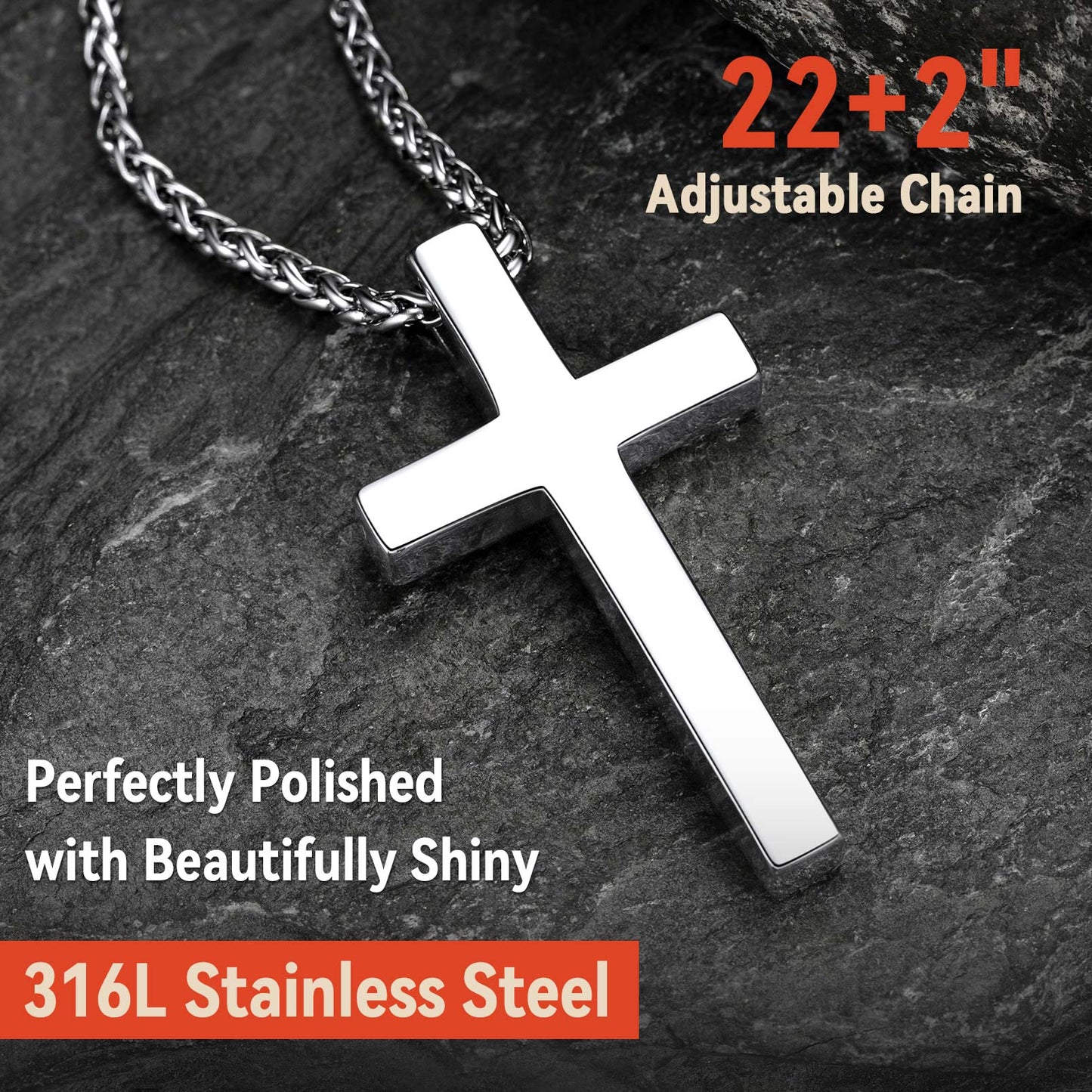 Christian Engraved Plain Cross Necklace Pendant for