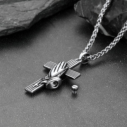 Customized Cross Urn Ashes Necklace With Praying Hands for Memorial Gift