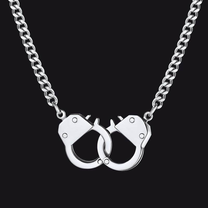 Punk Handcuff Necklace for , Partners in Crime Cuban Link Chain