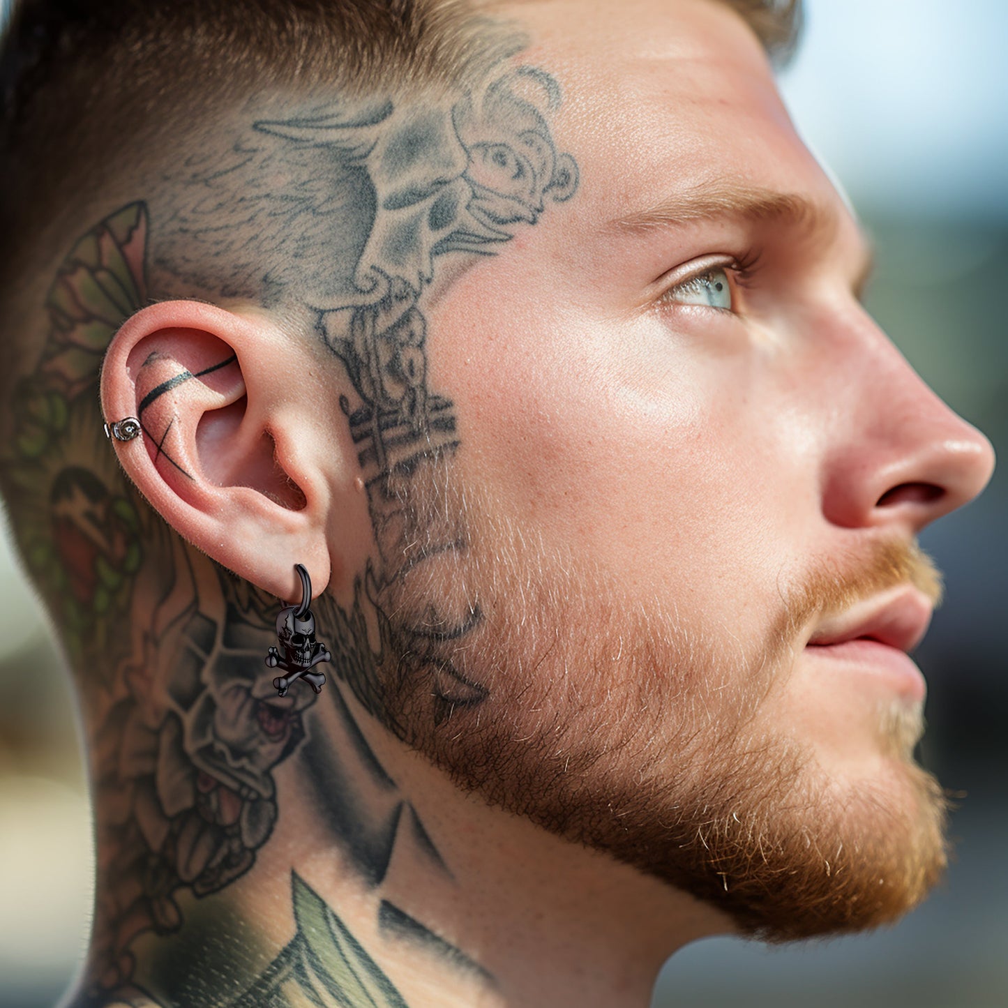 Punk Skull Crossbone Hoop Earrings Gift for