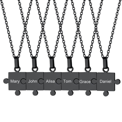 Custom Puzzle Piece Matching Pendant Necklaces Set for Family Best Friends