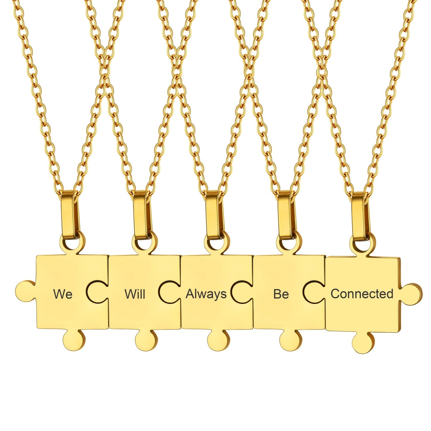 Custom Puzzle Piece Matching Pendant Necklaces Set for Family Best Friends