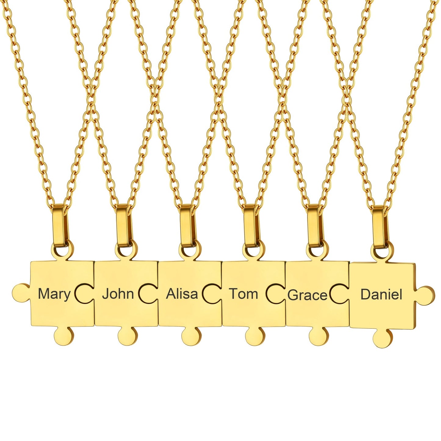 Custom Puzzle Piece Matching Pendant Necklaces Set for Family Best Friends