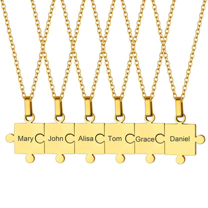 Custom Puzzle Piece Matching Pendant Necklaces Set for Family Best Friends