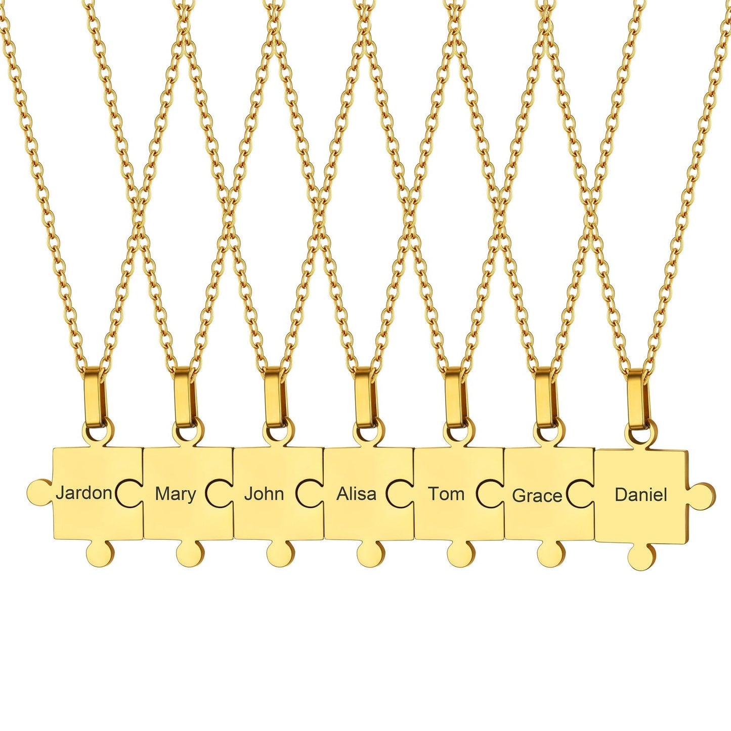 Custom Puzzle Piece Matching Pendant Necklaces Set for Family Best Friends