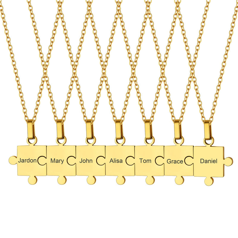 Custom Puzzle Piece Matching Pendant Necklaces Set for Family Best Friends