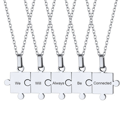 Custom Puzzle Piece Matching Pendant Necklaces Set for Family Best Friends