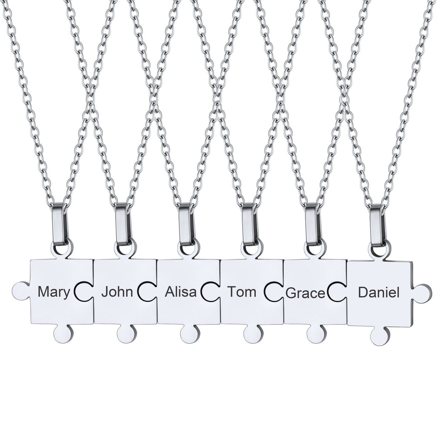 Custom Puzzle Piece Matching Pendant Necklaces Set for Family Best Friends