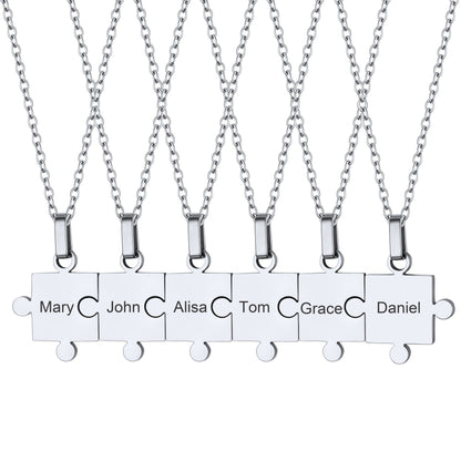 Custom Puzzle Piece Matching Pendant Necklaces Set for Family Best Friends