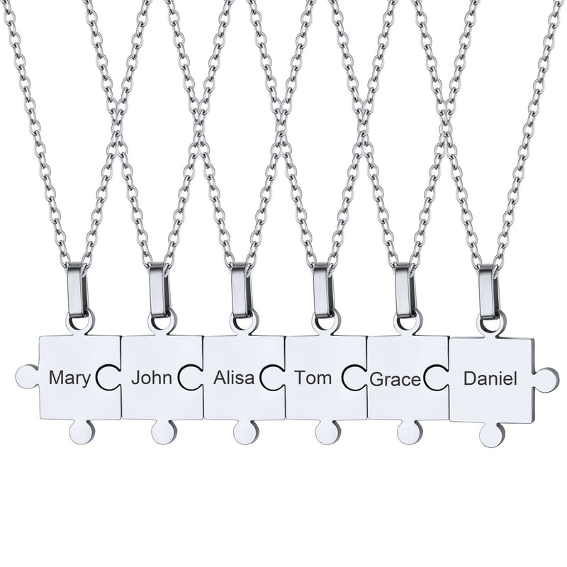 Custom Puzzle Piece Matching Pendant Necklaces Set for Family Best Friends