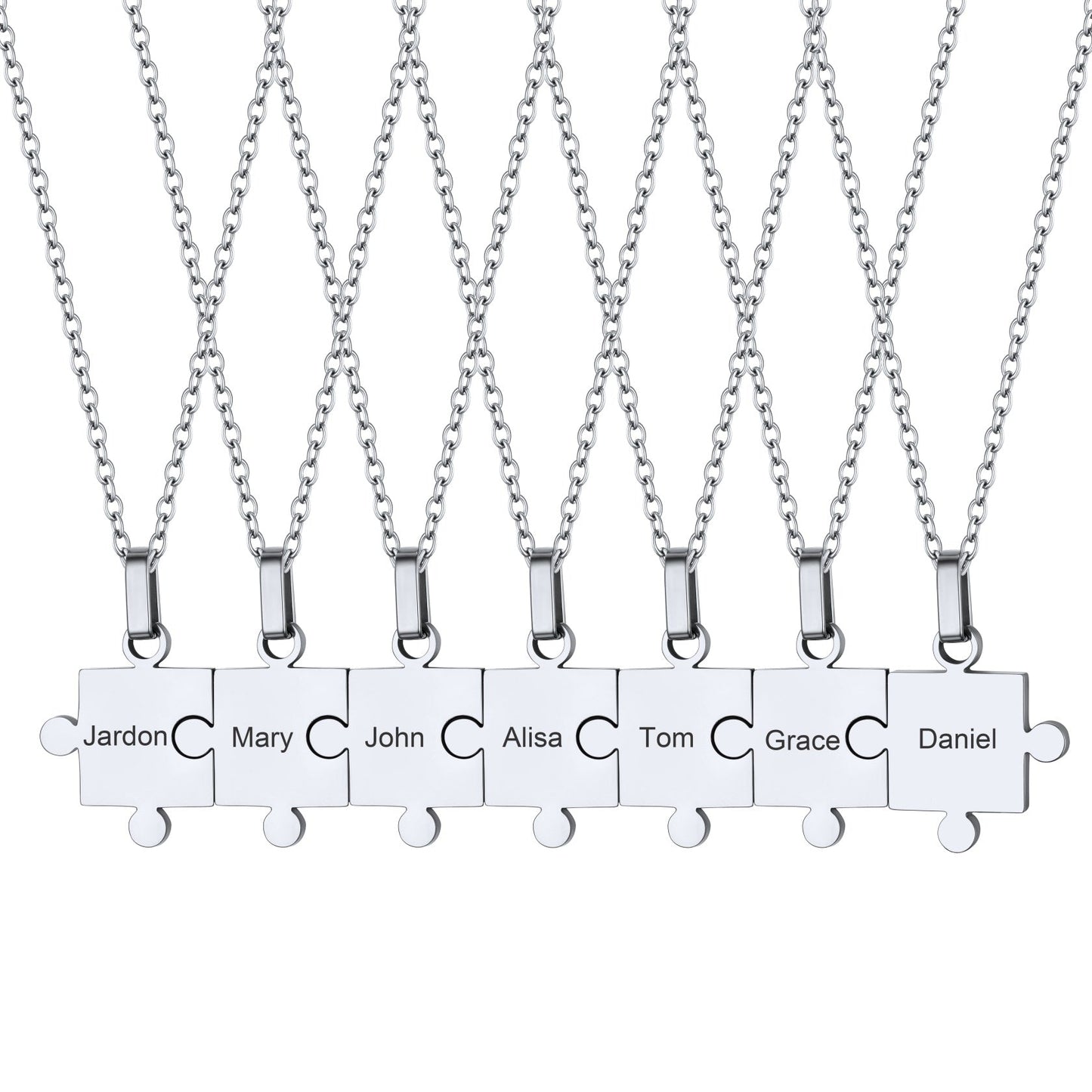 Custom Puzzle Piece Matching Pendant Necklaces Set for Family Best Friends