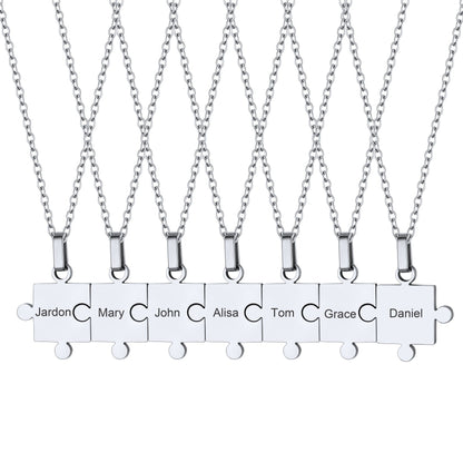 Custom Puzzle Piece Matching Pendant Necklaces Set for Family Best Friends