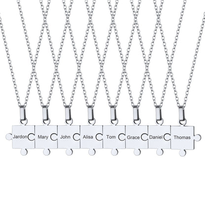 Custom Puzzle Piece Matching Pendant Necklaces Set for Family Best Friends