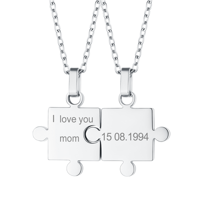 Custom Puzzle Piece Matching Pendant Necklaces Set for Family Best Friends