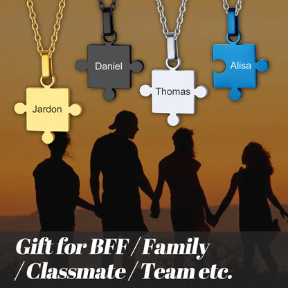 Custom Puzzle Piece Matching Pendant Necklaces Set for Family Best Friends