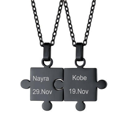 Custom Puzzle Piece Matching Pendant Necklaces Set for Family Best Friends