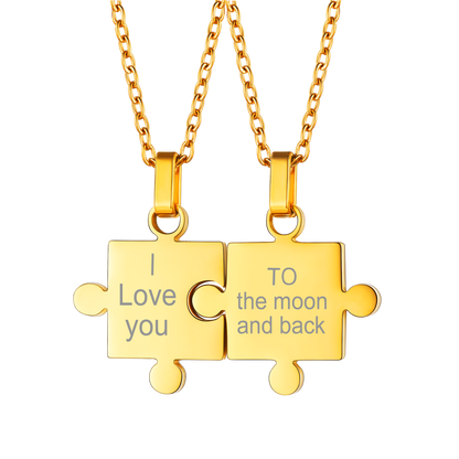 Custom Puzzle Piece Matching Pendant Necklaces Set for Family Best Friends