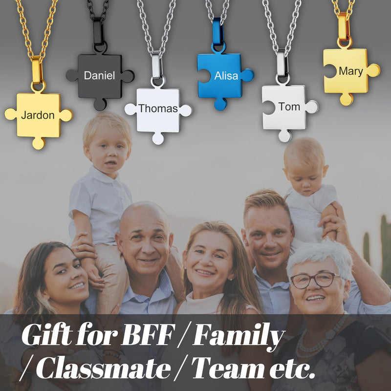 Custom Puzzle Piece Matching Pendant Necklaces Set for Family Best Friends