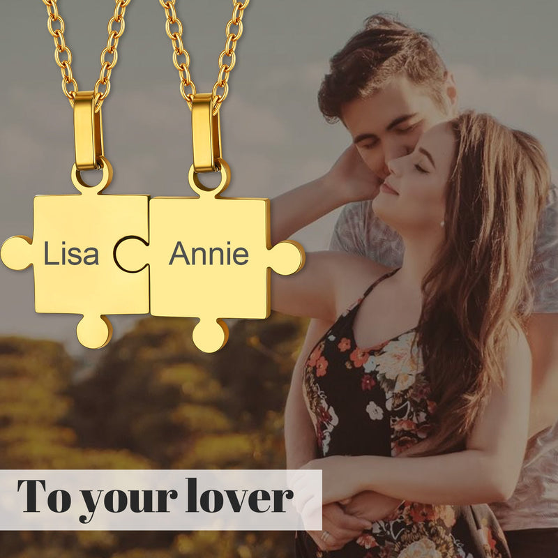 Custom Puzzle Piece Matching Pendant Necklaces Set for Family Best Friends