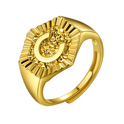 Faithheart Initial Signet Ring for Wedding Band