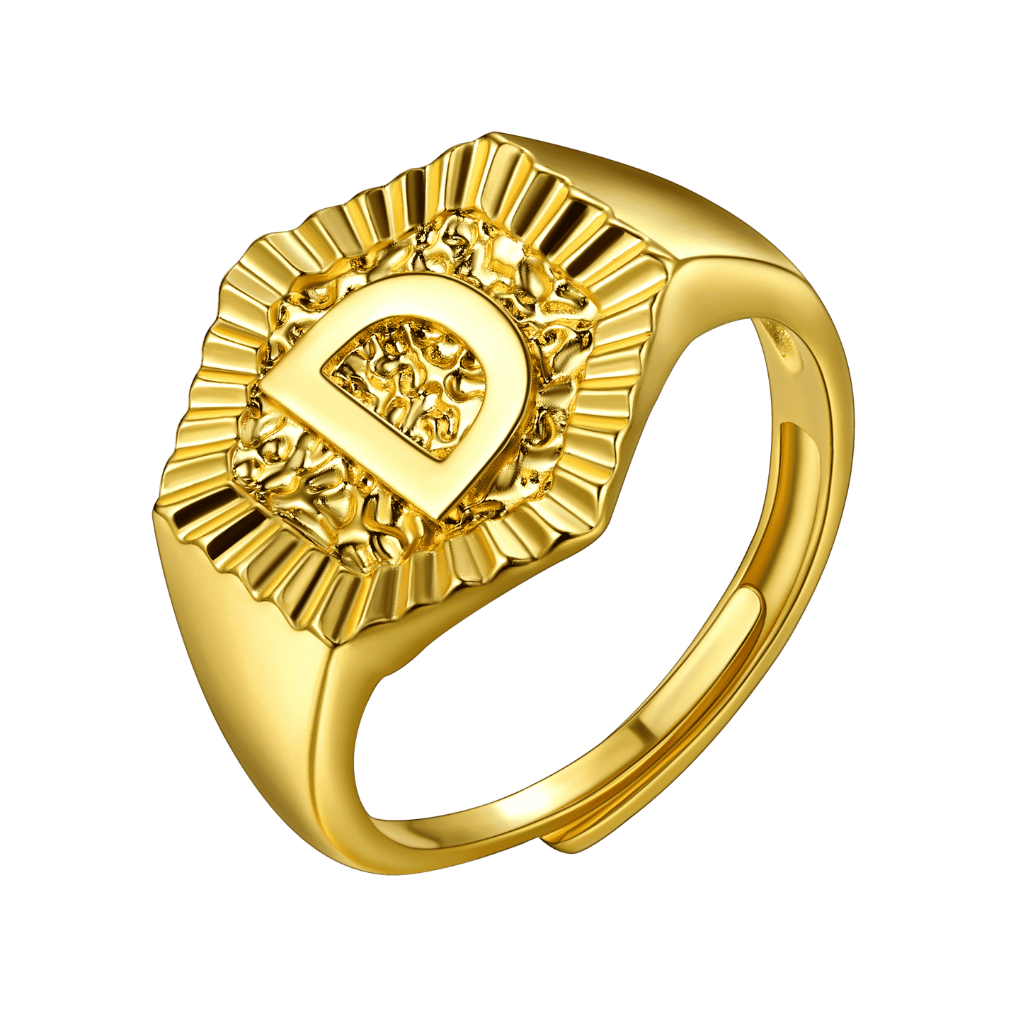 Faithheart Initial Signet Ring for Wedding Band