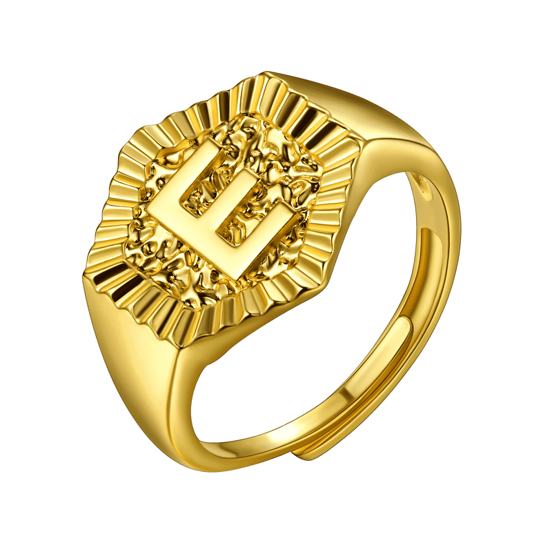 Faithheart Initial Signet Ring for Wedding Band