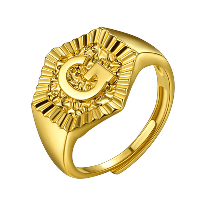Faithheart Initial Signet Ring for Wedding Band