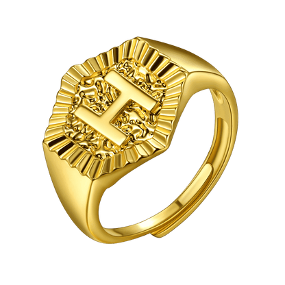 Faithheart Initial Signet Ring for Wedding Band