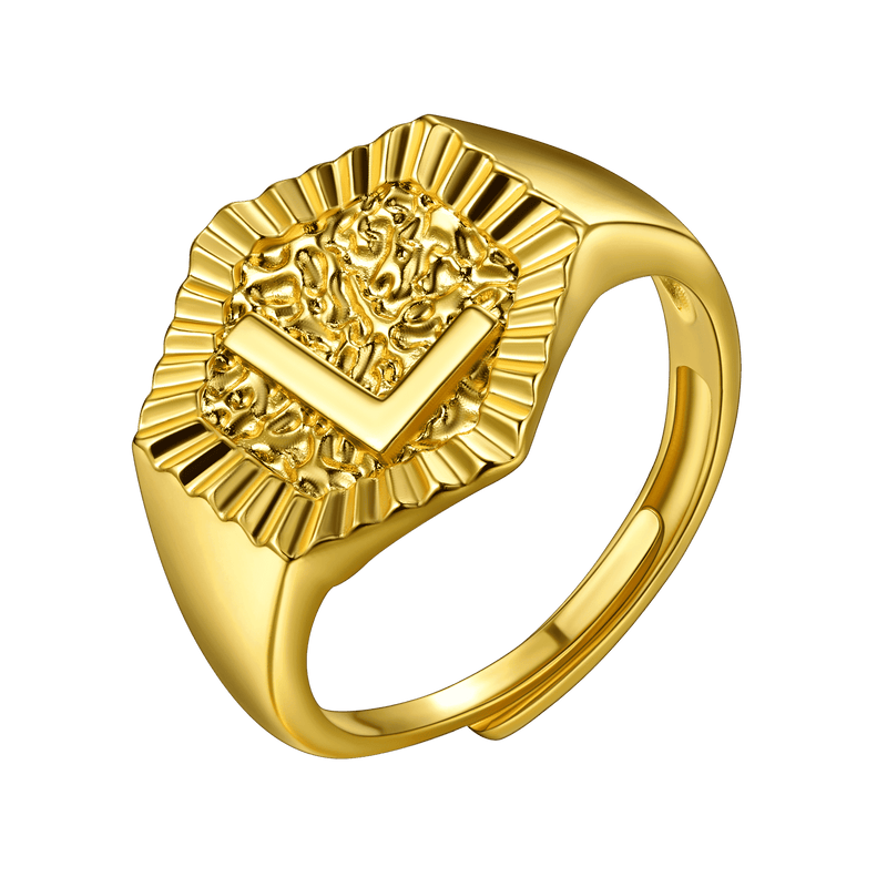 Faithheart Initial Signet Ring for Wedding Band