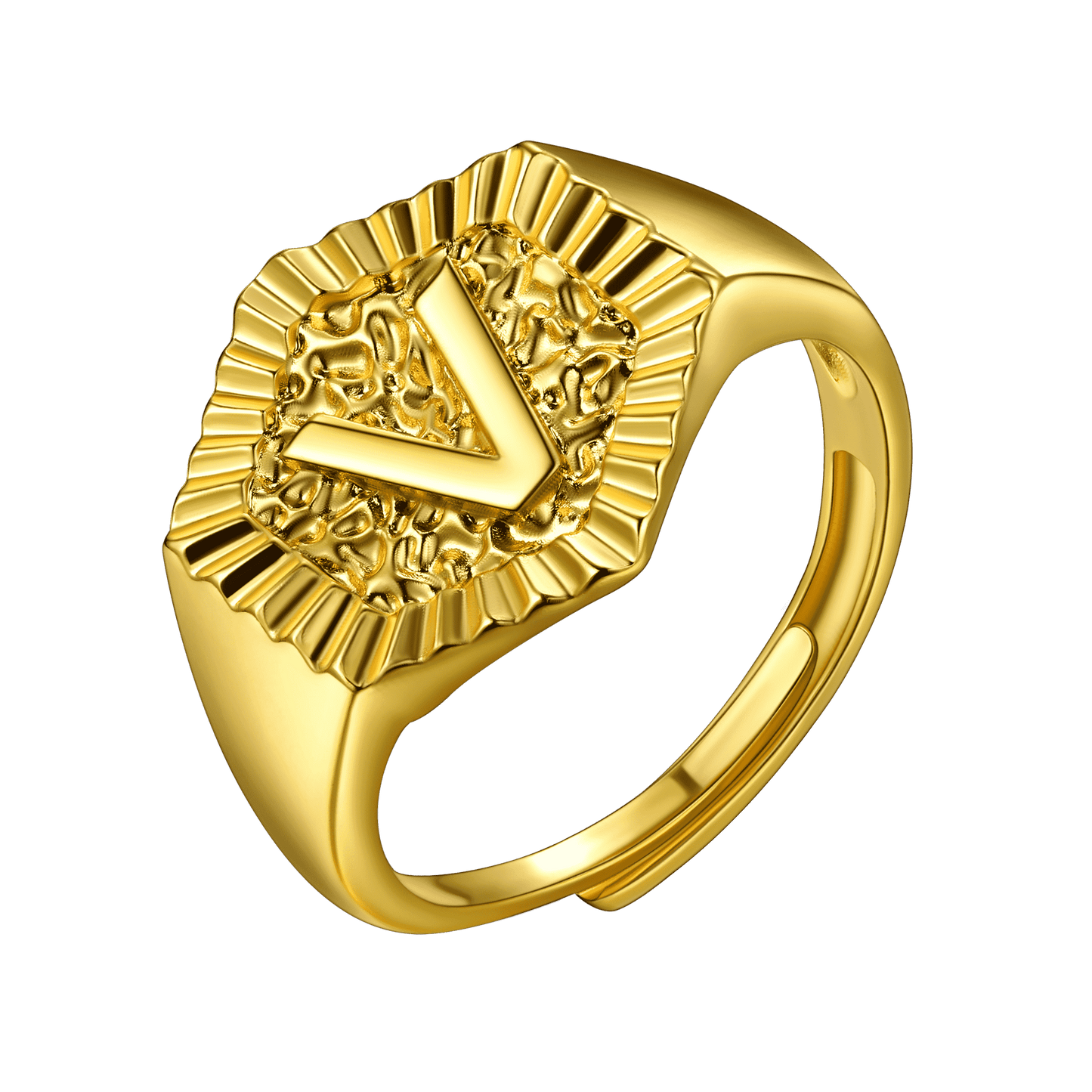 Faithheart Initial Signet Ring for Wedding Band