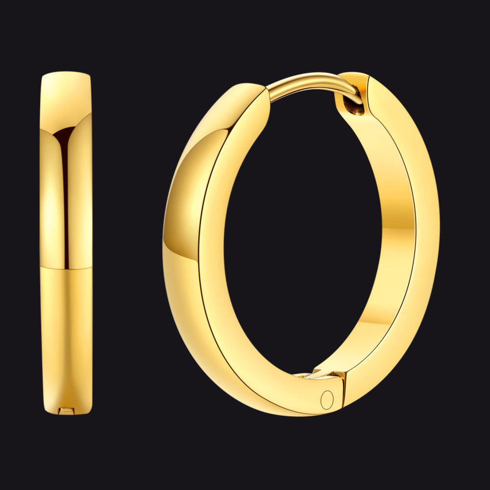 Classic Stainless Steel Huggie Hoop Earrings for
