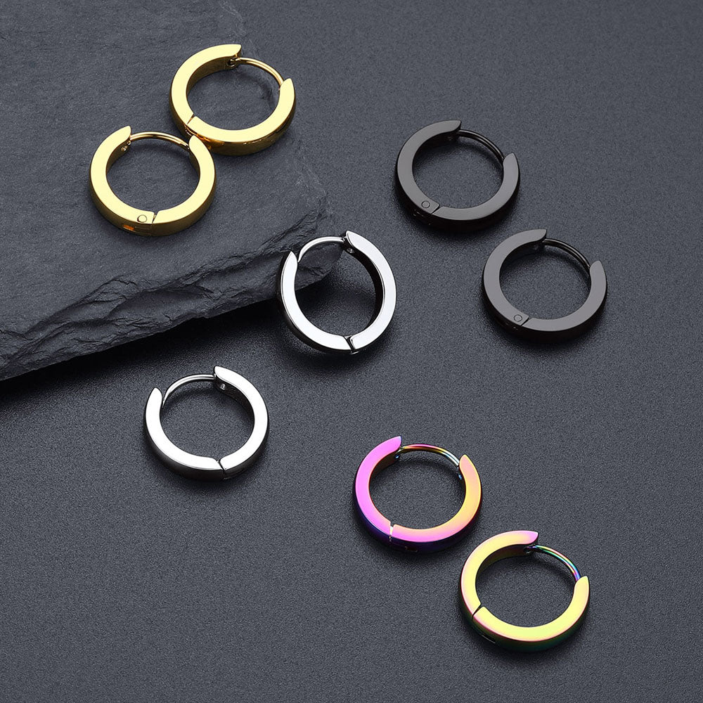Classic Stainless Steel Huggie Hoop Earrings for
