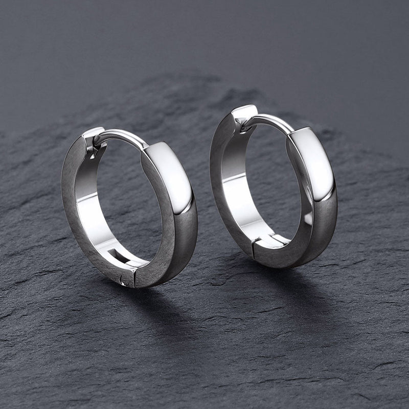 Classic Stainless Steel Huggie Hoop Earrings for