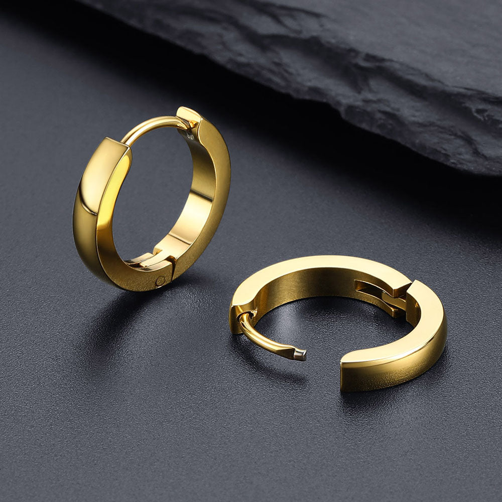 Classic Stainless Steel Huggie Hoop Earrings for