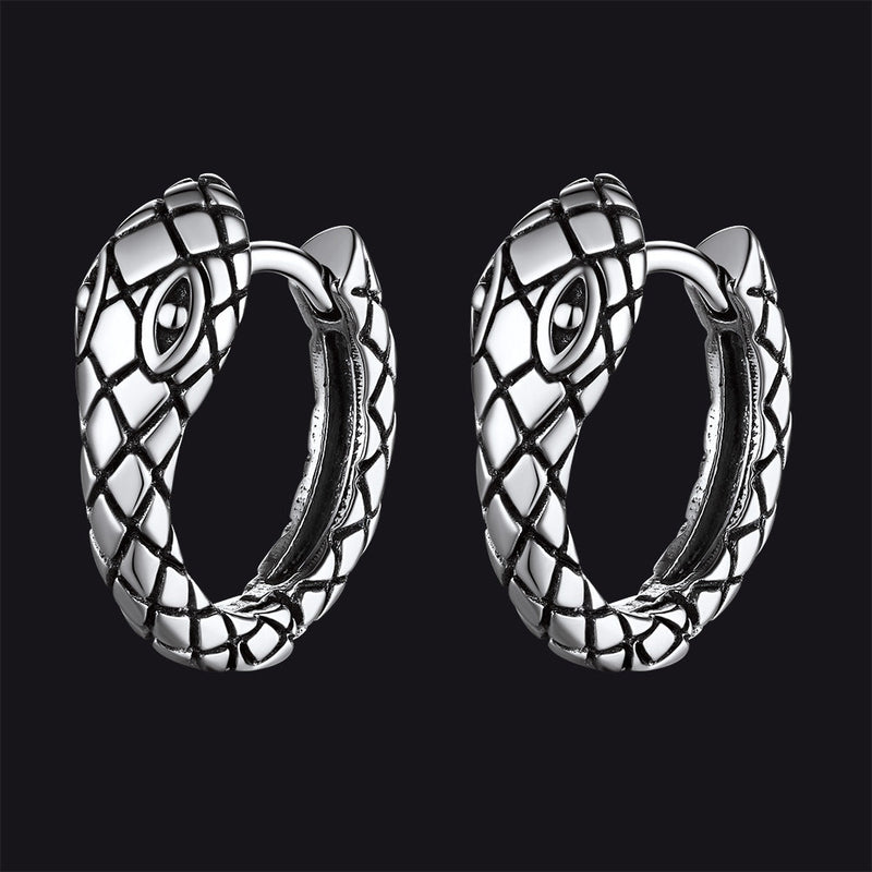 Gothic Snake Huggie Hoop Earrings for