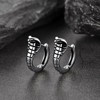 Gothic Punk Snake Hoop Earrings for