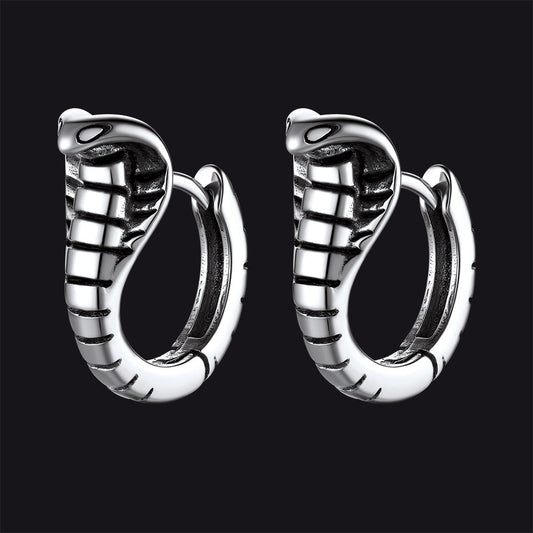 Gothic Punk Snake Hoop Earrings for