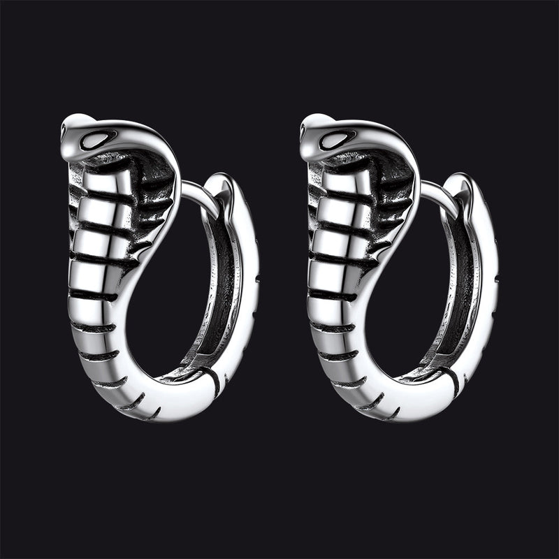 Gothic Punk Snake Hoop Earrings for