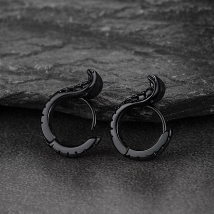 Gothic Punk Snake Hoop Earrings for