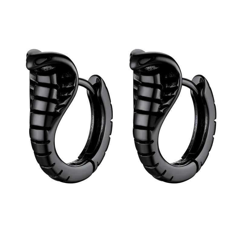 Gothic Punk Snake Hoop Earrings for