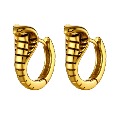 Gothic Punk Snake Hoop Earrings for