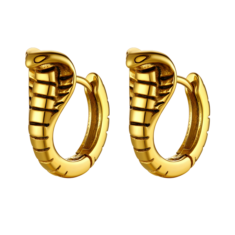 Gothic Punk Snake Hoop Earrings for