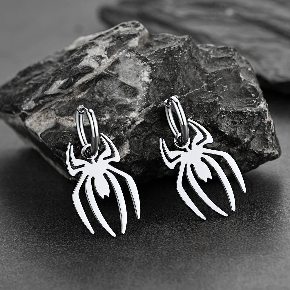 Halloween Spider Drop Hoop Earrings for