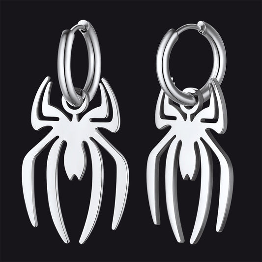 Halloween Spider Drop Hoop Earrings for