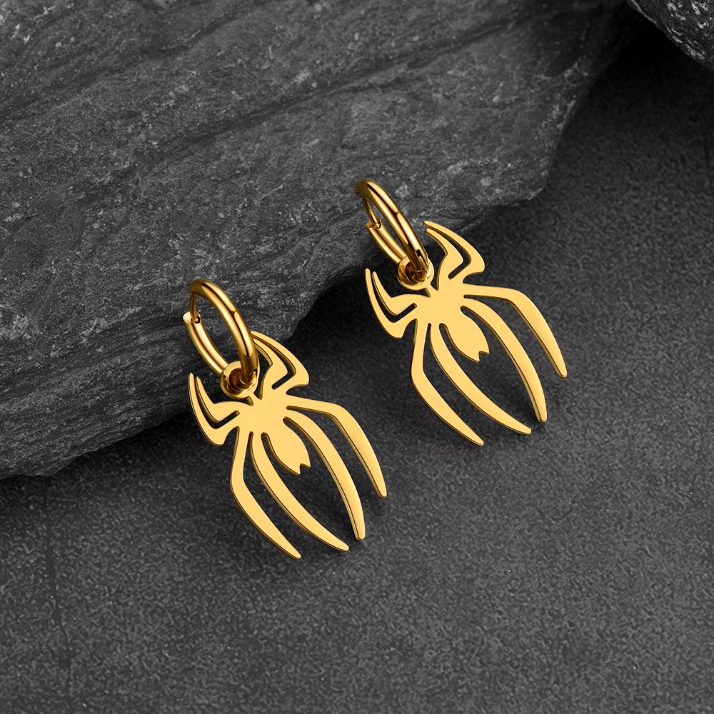 Halloween Spider Drop Hoop Earrings for