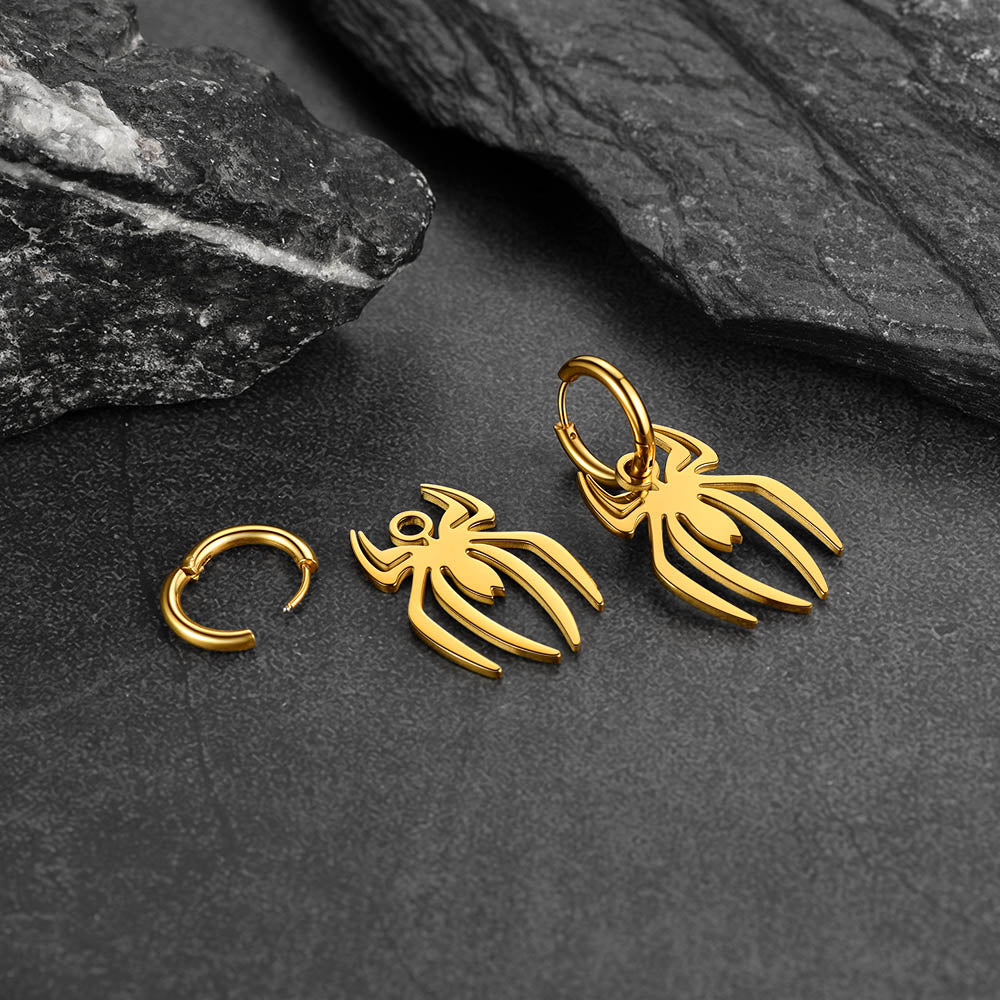 Halloween Spider Drop Hoop Earrings for