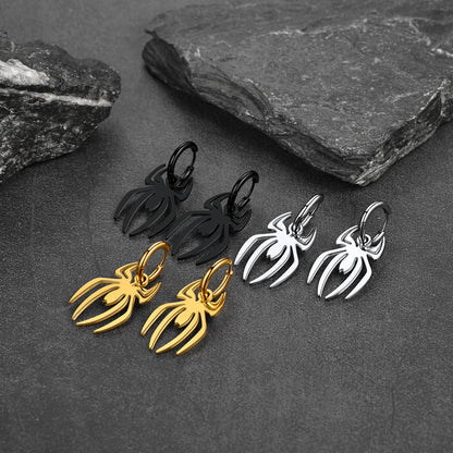 Halloween Spider Drop Hoop Earrings for