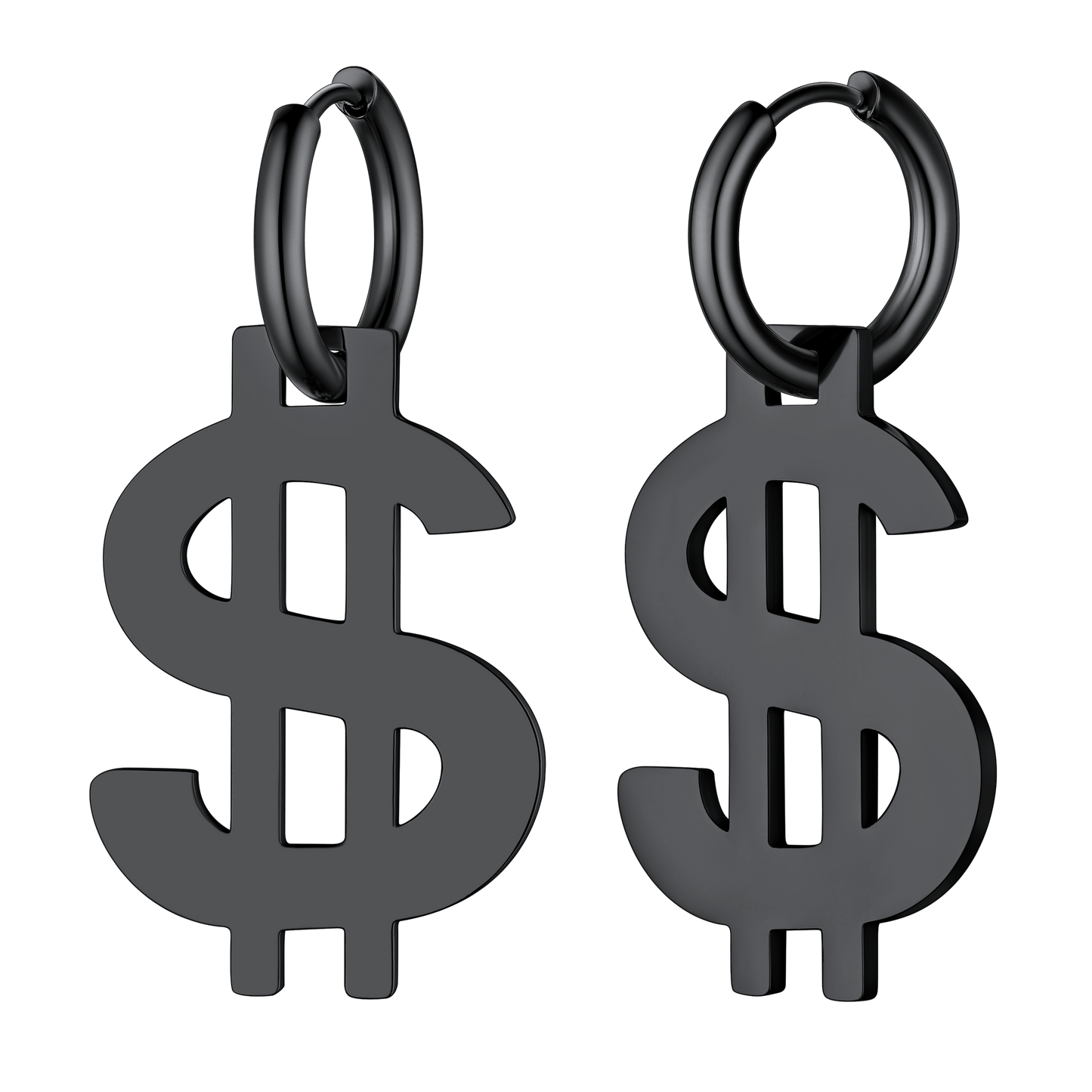 Flash Dollar Sign Dangle Hoop Earrings for
