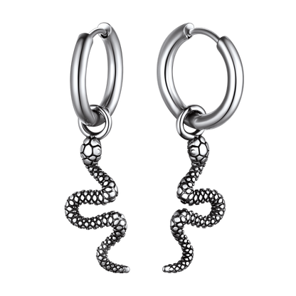 Punk Crawl Snake Drop Hoop Earrings for